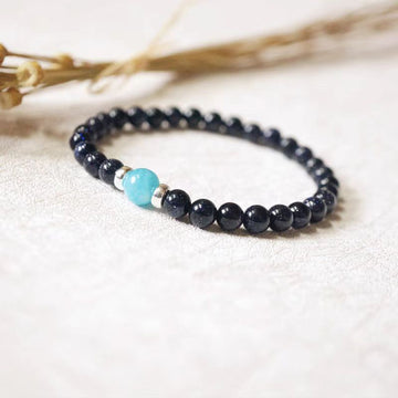 Blue sandstone bracelet for men and women