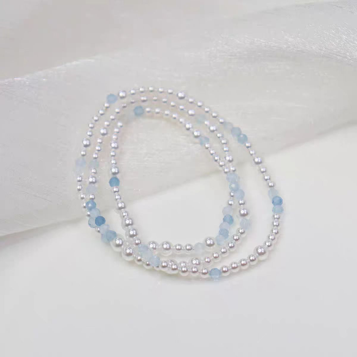 Original Natural 3mm Sea Blue Bao Shi Jia Strong Light Pearl Bracelet