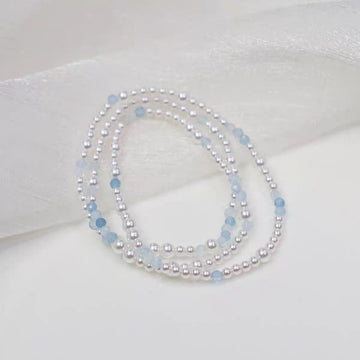 Original Natural 3mm Sea Blue Bao Shi Jia Strong Light Pearl Bracelet