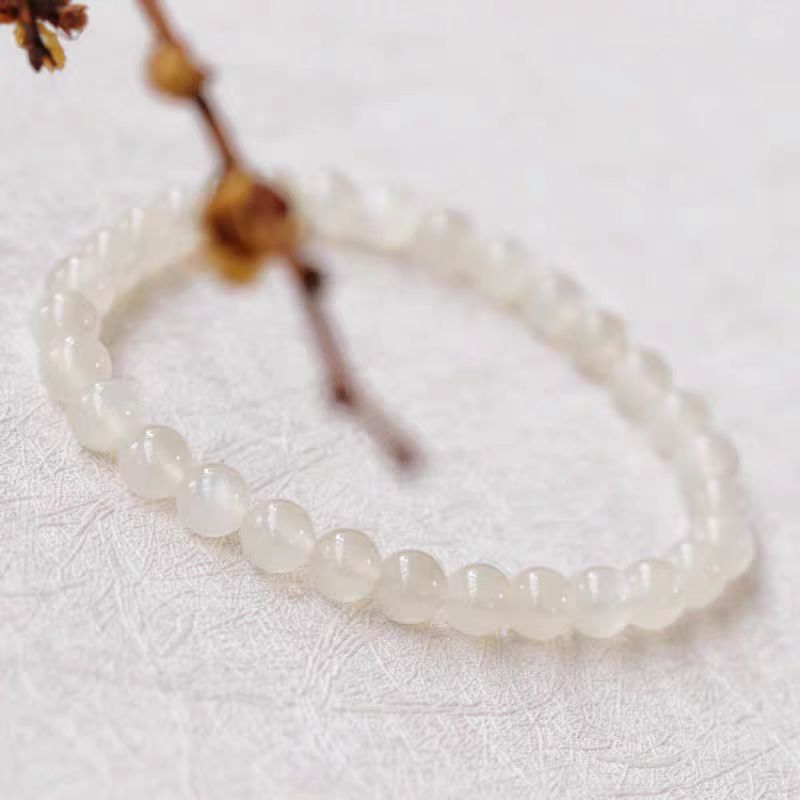 Natural white moonstone bracelet with ancient style