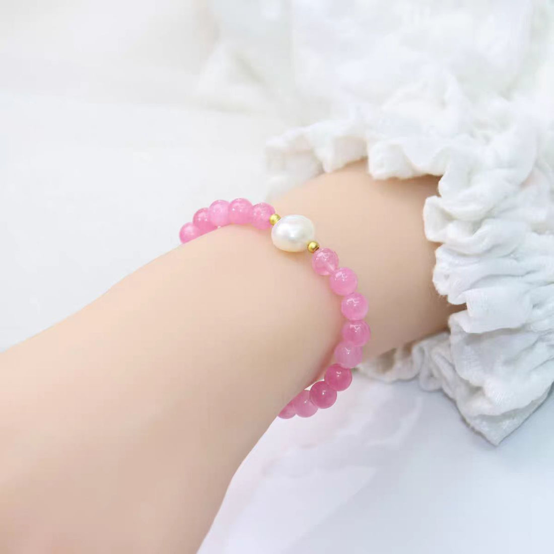Charon Natural Pink Peach Blossom Jade Bracelet