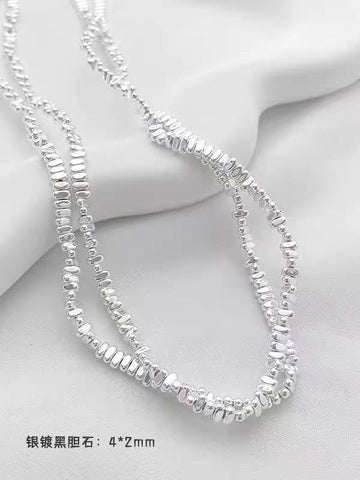 [Floating Light Leaping Gold] Silver Bracelet Women's Black Gallstones Silver Plated