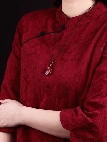 Cinnabar Heart Sutra Pendant for Women