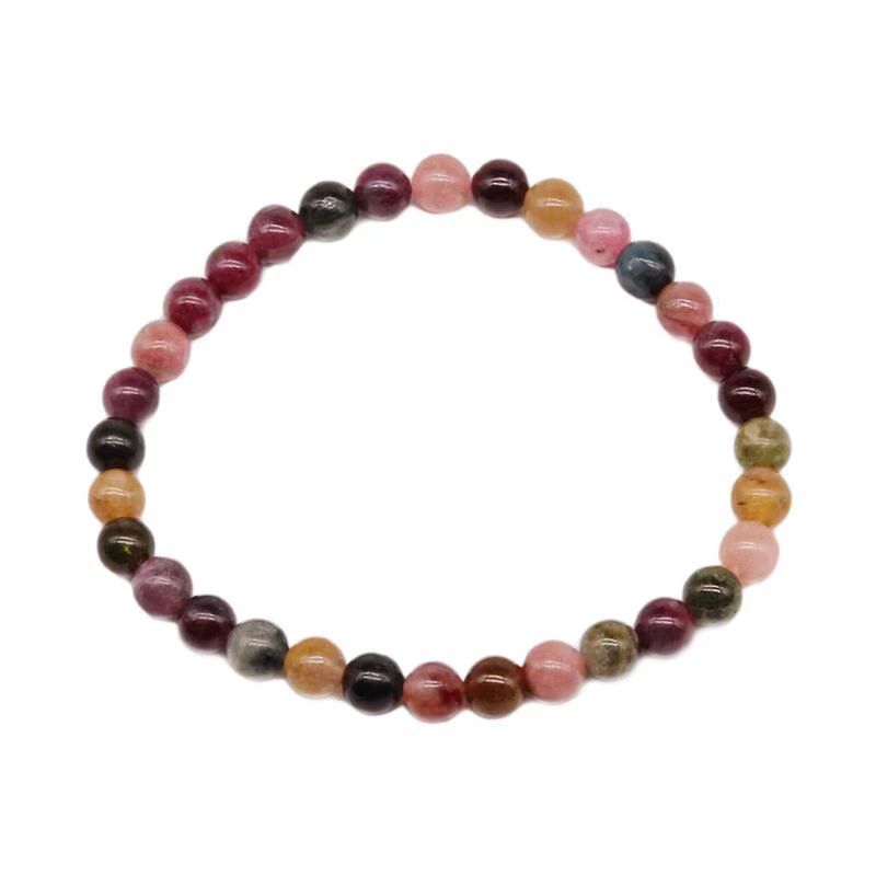 Natural genuine tourmaline bracelet with rainbow beads for girls