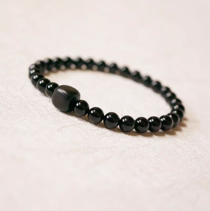 Black Stone Natural Obsidian Bracelet Women's Korean Edition