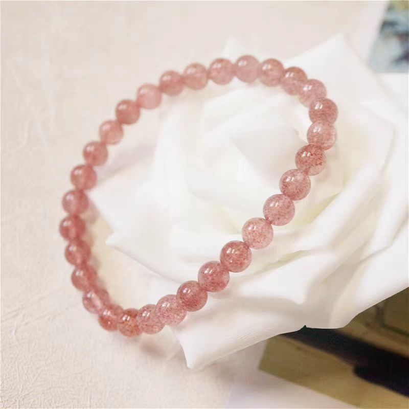 Pink Crystal Bracelet Natural Strawberry Crystal Bracelet