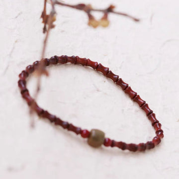 Original Design Natural Indian Bamboo Knot Small Leaf Purple Sandalwood Bracelet Bracelet