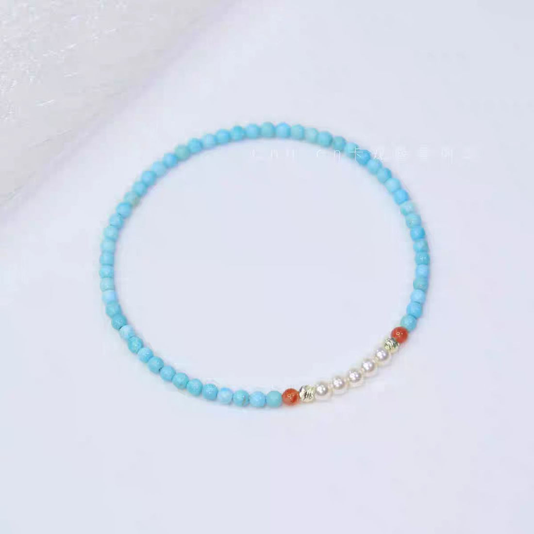 Natural blue-green turquoise bracelet, agate pearl bracelet
