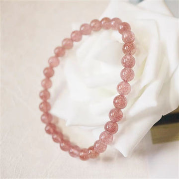 Pink Crystal Bracelet Natural Strawberry Crystal Bracelet
